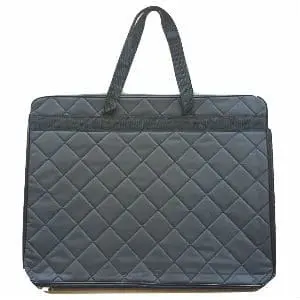 A single, padded Portfolio Case is shown in the center of the frame. It is grey and has a quilted, padded design. On a white background.