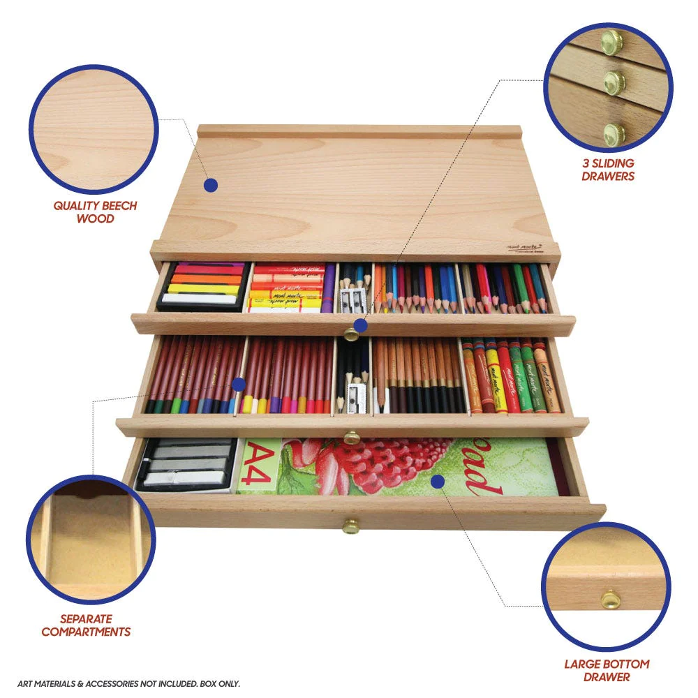 Mont Marte Pastel Box Front view with description Mont Marte Pastel Box Front view with description