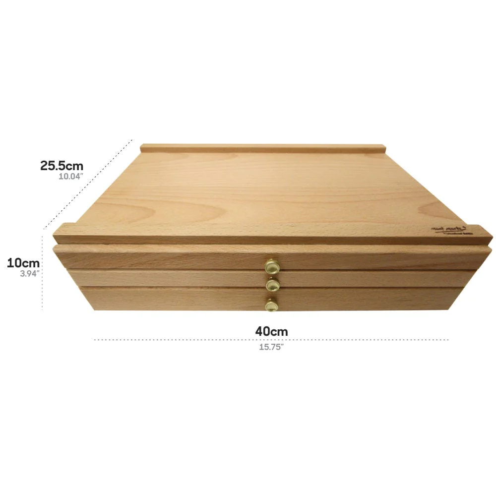 Mont Marte Pastel Box Front view with drawers closed and measurments Mont Marte Pastel Box Front view with drawers closed and measurments