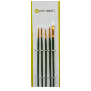 Prime Art White Taklon Brush Set 5 Pieces