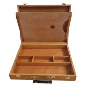 Prime Art Medium Suitcase Style Wooden Art Box Open Front View