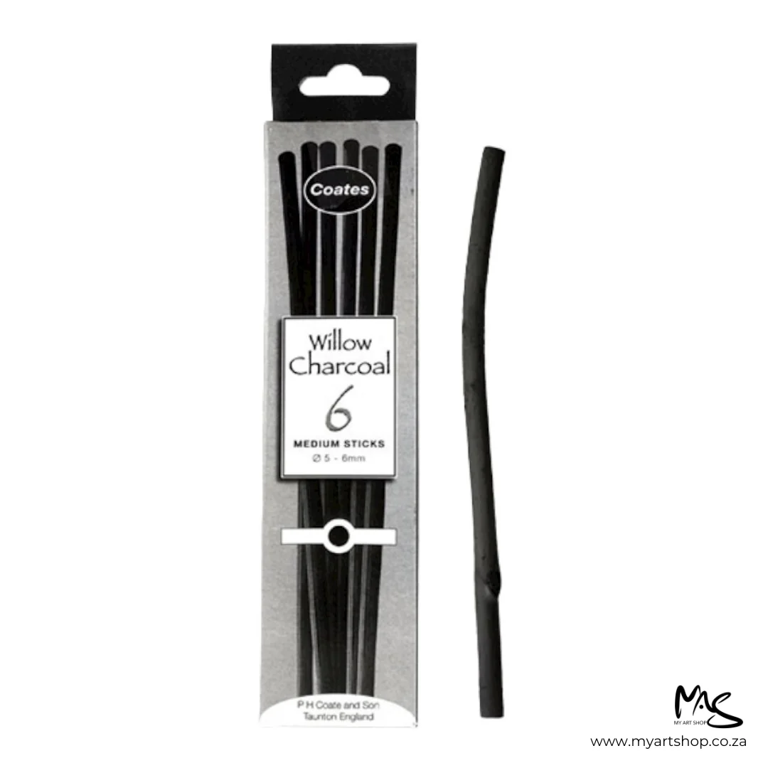 Coates Willow Charcoal Medium Sticks Box of 6