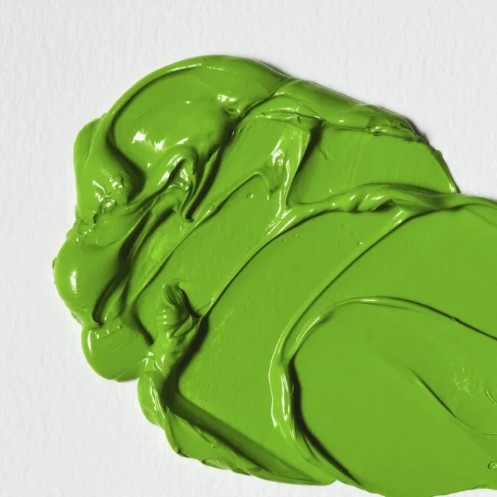 phthalo-yellow-green-winsor-and-newton-winton-oil-paint-37ml-04 Some Phthalo Yellow Green Winsor and Newton Winton Oil Paint has been applied on a white surface so you can see the paint colour and consistency. The paint has been applied with a palette knife and you can see the texture of the paint.