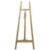 A Prime Art Wooden Studio Basic A Frame Easel is shown in the center of the frame. It is n image of the front of the easel. The easel is made of a pine wood and has the Prime Art logo printed on it. It is a free standing easel and can take larger canvases. On a white background.