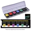 Snake FineTec Pearlescent High Chroma Watercolour Set Open Tin with colour swatch