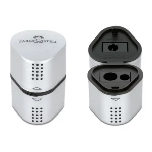 Faber Castell Trio Sharpening Box Grip Silver Closed and Open View