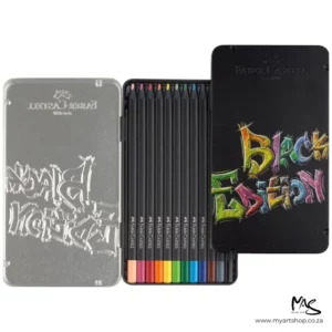 Set of 12 Faber Castell BLACK Edition Colour Pencils in Tin