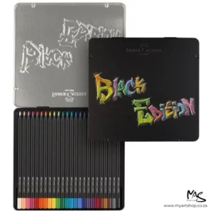 Set of 24 Faber Castell BLACK Edition Colour Pencils in Tin
