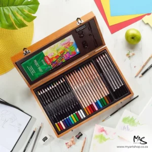 Derwent Academy Coloured Pencil Set Wooden Gift Box