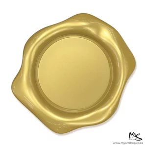 There is a blob of melted Sinoart Sealing Wax Gold in the center of the frame. On a white background.