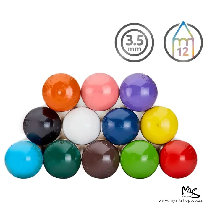 derwent-chromaflow-pencil-set-12s-03 The pencils from the set of are shown loose in this frame. They are stacked on top of each other in a tower formation. Only the back ends of the pencils can be seen. They are colour dipped, so you can easily identify the colour of the pencil.