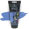 A single tube of Botanical Bliss by Kim Black Prime Art Iris Acrylic Paint 200ml is shown in the frame. The tube is a clear plastic with a black printed band at the top of each tube that has the Prime Art Iris Logo printed on it. The tube has a black flip cap that the tube stands on. You can see the colour of the paint through the tube. On a white background.