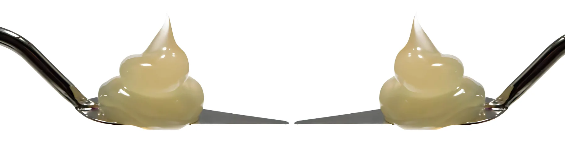 dala-oil-mediums-to-fuel-your-creativity. on either side of the image facing towards eachother are two palette knives that have medium sitting on top of them in a dollop. they have metal handles and metal tips. the background is white.