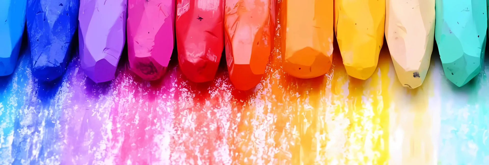 oil-pastels-elevate-your-art-game. the image is a close up of a rainbow order of oil pastels theat have been coloured with the same colour of each pastel underneath them to make a rainbow. they are at the top of the image.