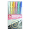 A single Pastel and White Sakura Gelly Roll Set of 6 is shown vertically in the center of the frame. The pens are shown in a plastic packet that is printed and has the Sakura brand printed on it. You can see the 6 pens through the packet. On a white background.